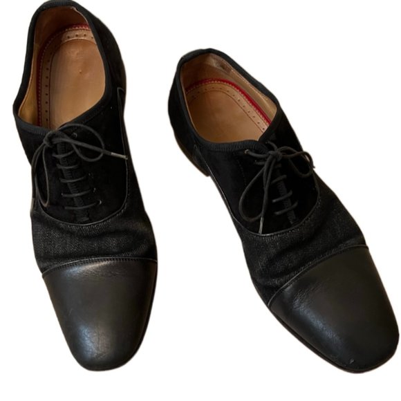 Men's Christian Louboutin Black Leather And Suede Greggo Oxfords. Size 40/7 - Picture 7 of 15